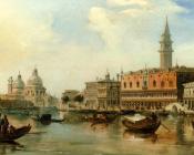 爱德华 普利切特 : The bacino Venice With The Dogana The salute And The Doges Palace